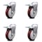 Service Caster 5 Inch Maroon Polyurethane Swivel Bolt Hole Caster Set with Total Lock Brake SCC SCC-BHTTL20S514-PPUB-MRN-4 - alternate 1